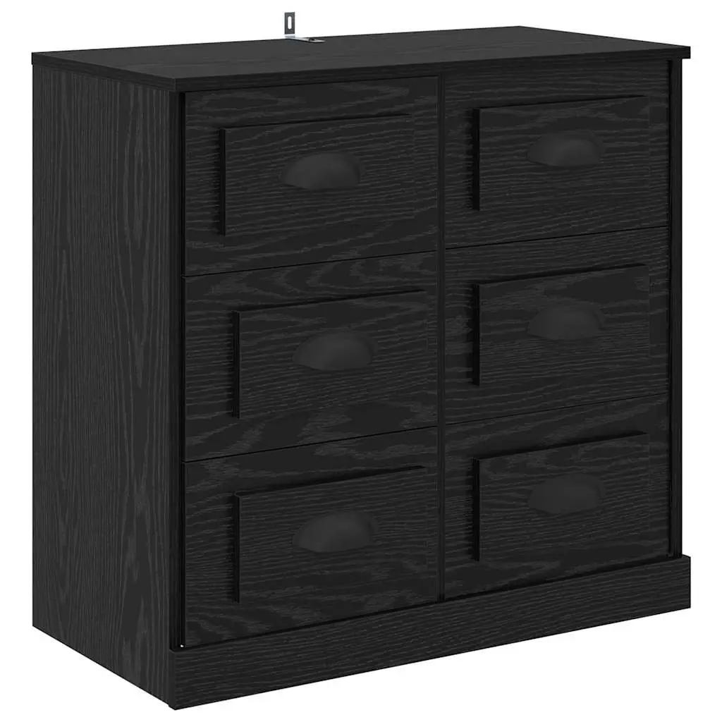 Black Engineered Wood Sideboards Set 2 pcs Modern Storage Cabinet Dining Living