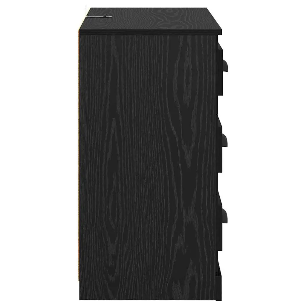 Black Engineered Wood Sideboards Set 2 pcs Modern Storage Cabinet Dining Living