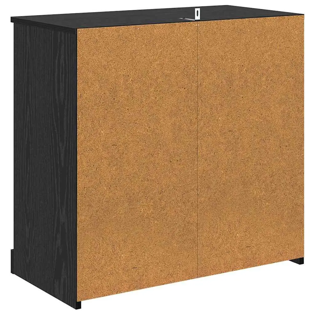 Black Engineered Wood Sideboards Set 2 pcs Modern Storage Cabinet Dining Living