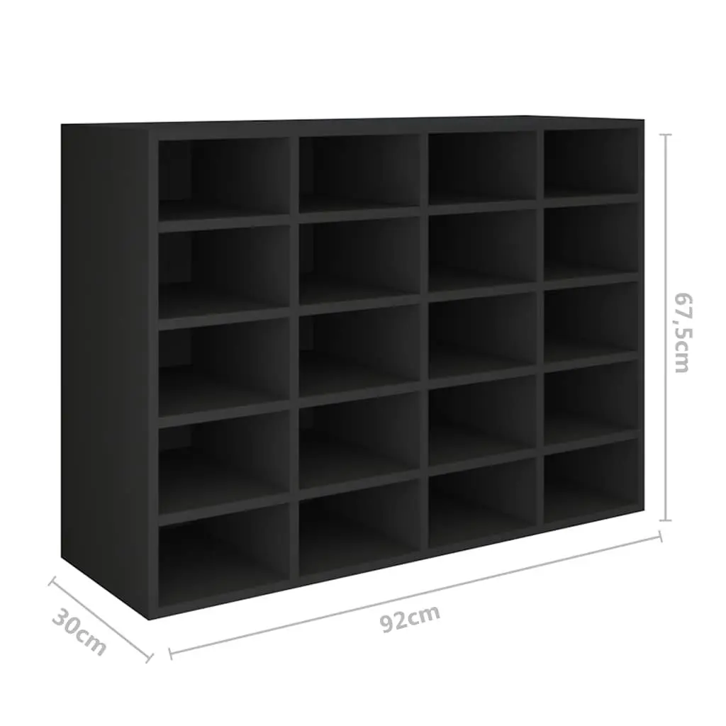 Shoe Rack Organiser 20 Compartments Storage Cabinet Wall Mount Black