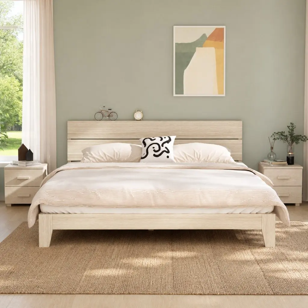Bedside Tables Pair Storage Drawers White Wooden 40 x 35 x 44.5 cm