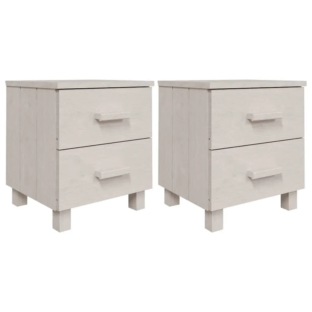 Bedside Tables Pair Storage Drawers White Wooden 40 x 35 x 44.5 cm