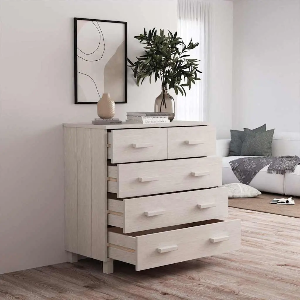 Sideboard Buffet White Solid Pine Wood Drawer Cabinet 79x40x80 cm