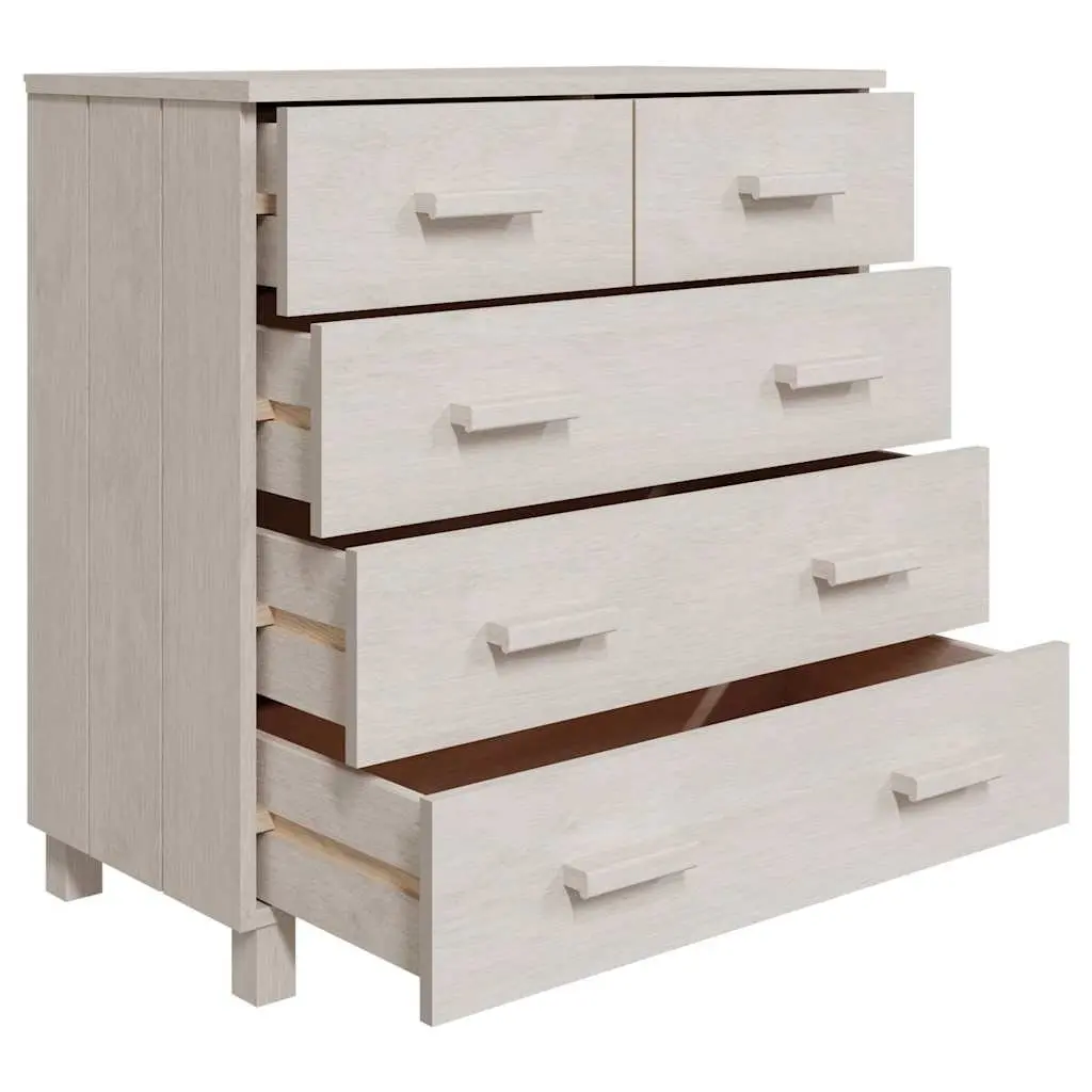 Sideboard Buffet White Solid Pine Wood Drawer Cabinet 79x40x80 cm