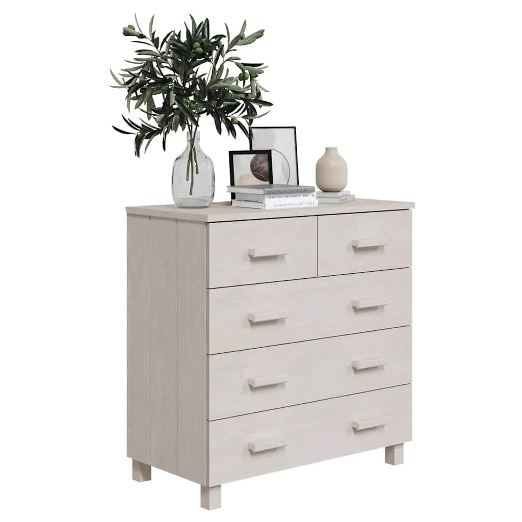 Sideboard Buffet White Solid Pine Wood Drawer Cabinet 79x40x80 cm