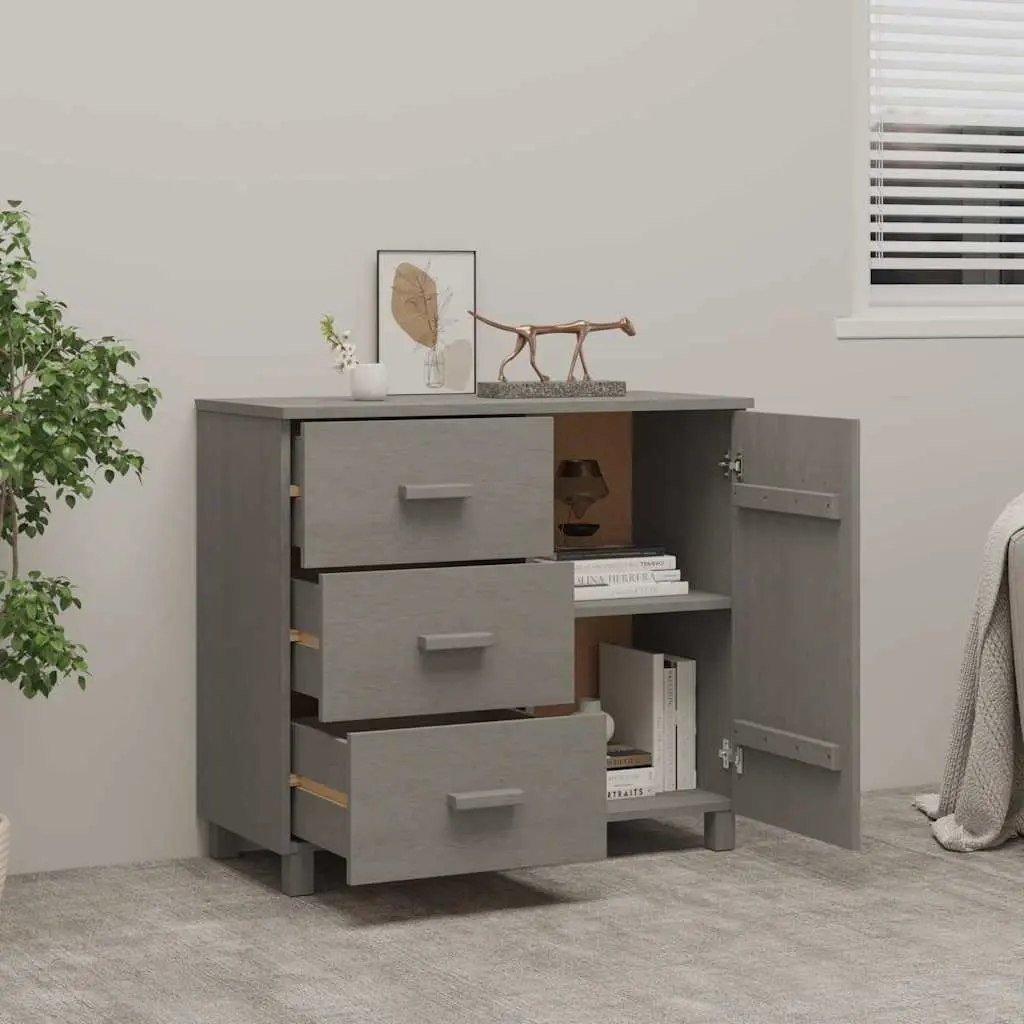 Sideboard Solid Pinewood Grey Storage Cabinet with Sliding Drawers Buffet