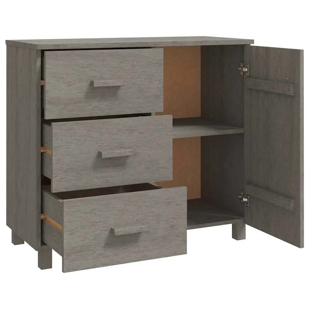Sideboard Solid Pinewood Grey Storage Cabinet with Sliding Drawers Buffet