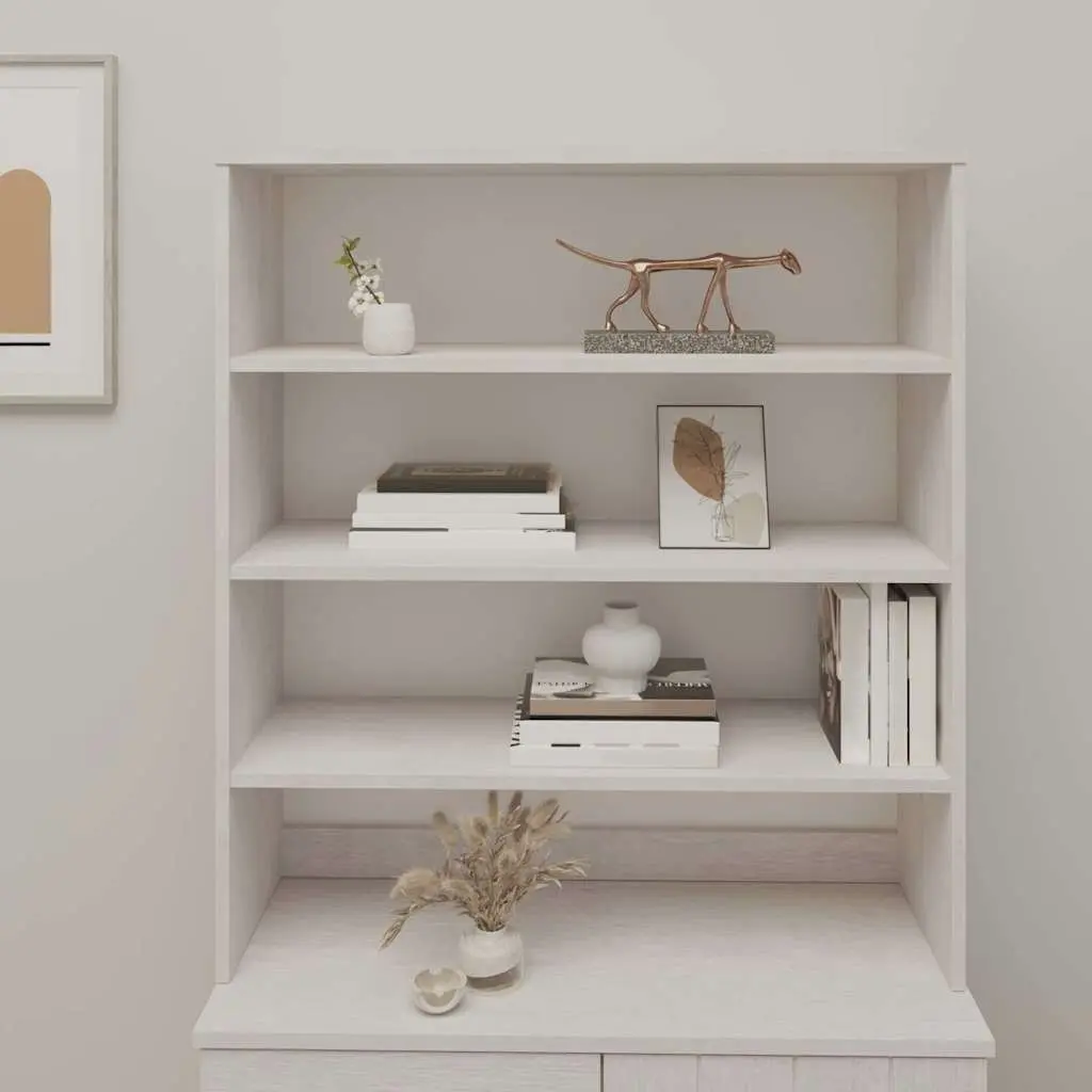 Highboard Top Sideboard Cabinet Storage White Solid Wood Pine 90x30x100cm