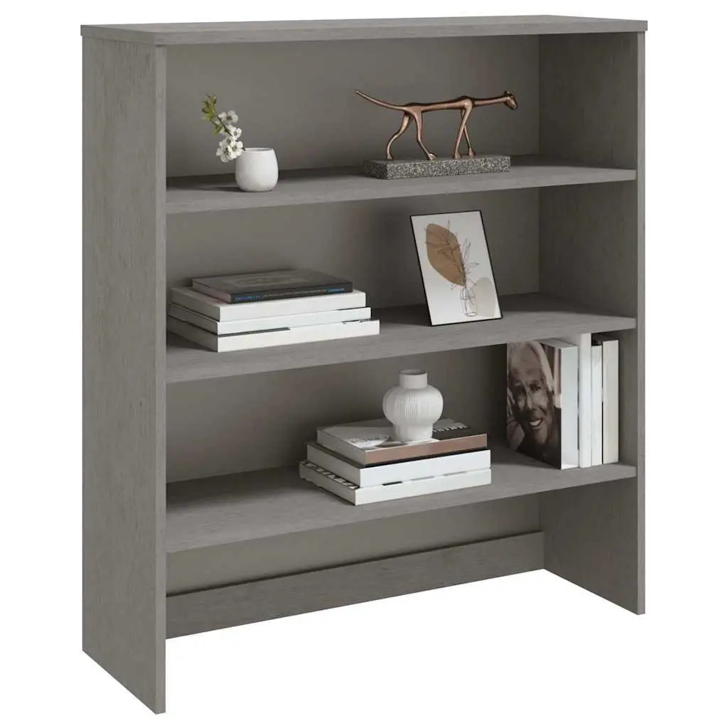 Grey Solid Pine Wood Highboard Cabinet 90x30x100cm