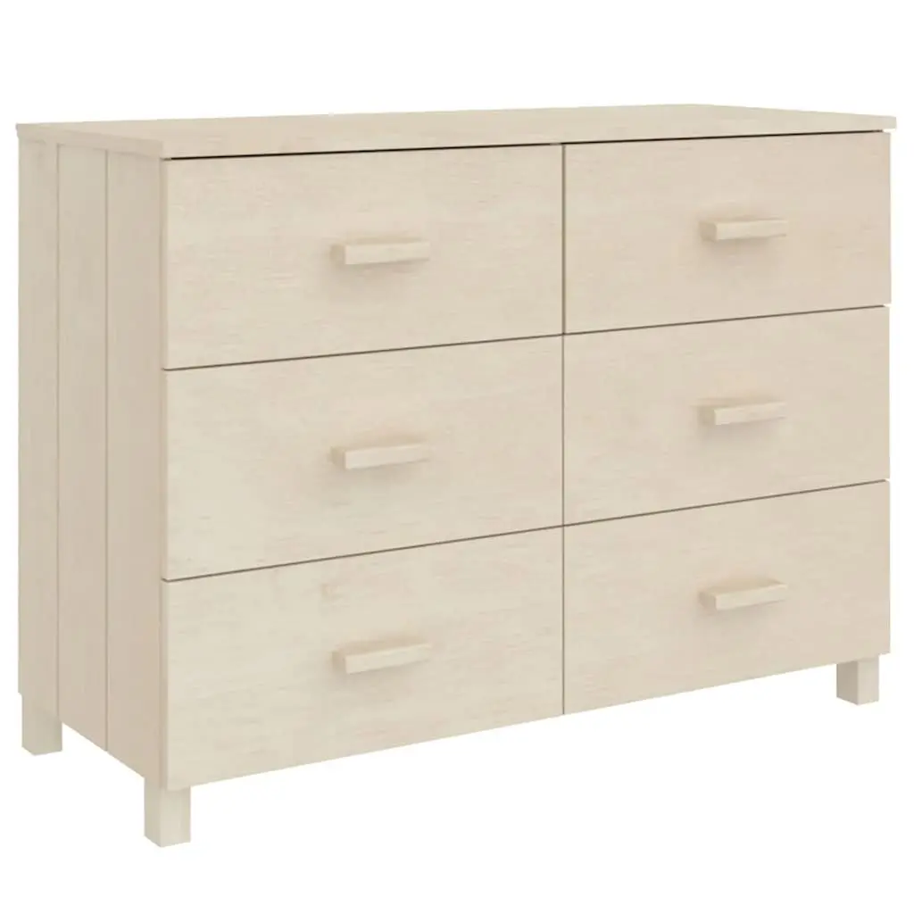 Sideboard Buffet Cabinet Honey Brown 113x40x80cm Solid Pine Wood 6 Drawers