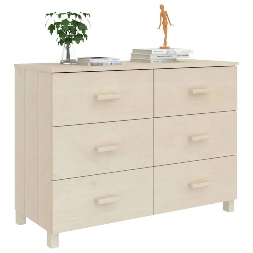 Sideboard Buffet Cabinet Honey Brown 113x40x80cm Solid Pine Wood 6 Drawers