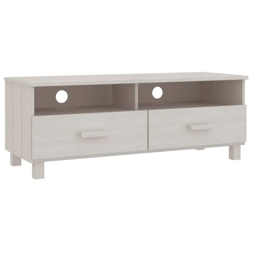 White Wooden TV Cabinet with Sliding Drawers Storage Compartments Living Room