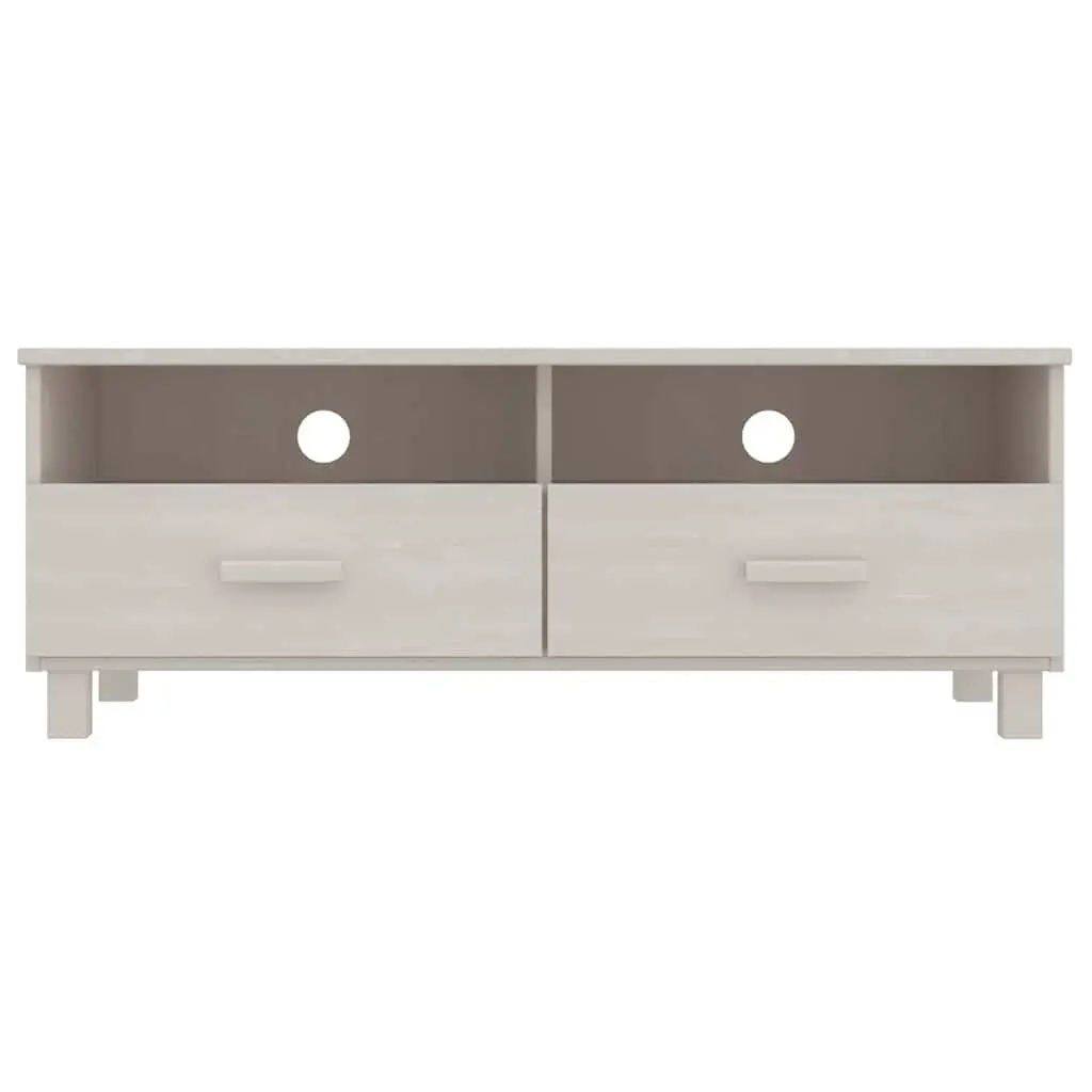 White Wooden TV Cabinet with Sliding Drawers Storage Compartments Living Room