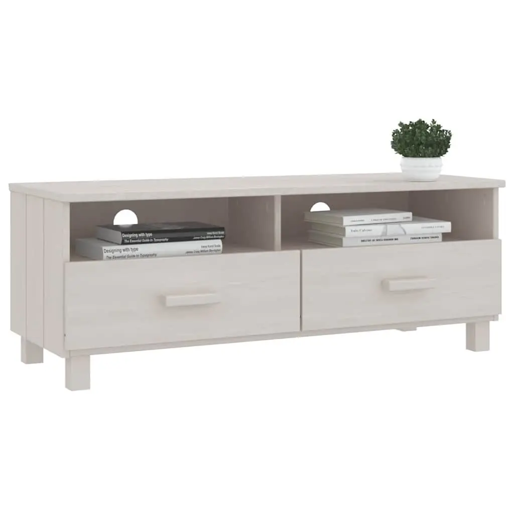 White Wooden TV Cabinet with Sliding Drawers Storage Compartments Living Room