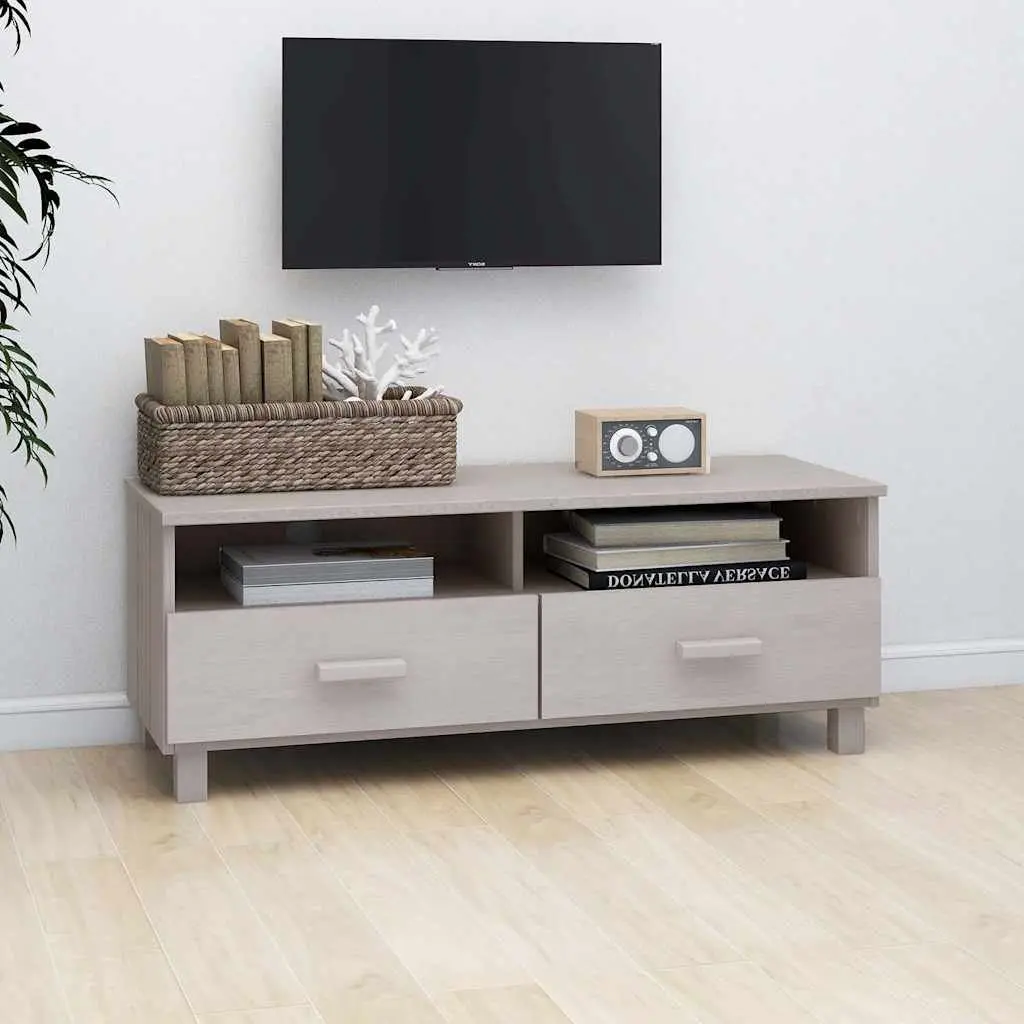 White Wooden TV Cabinet with Sliding Drawers Storage Compartments Living Room