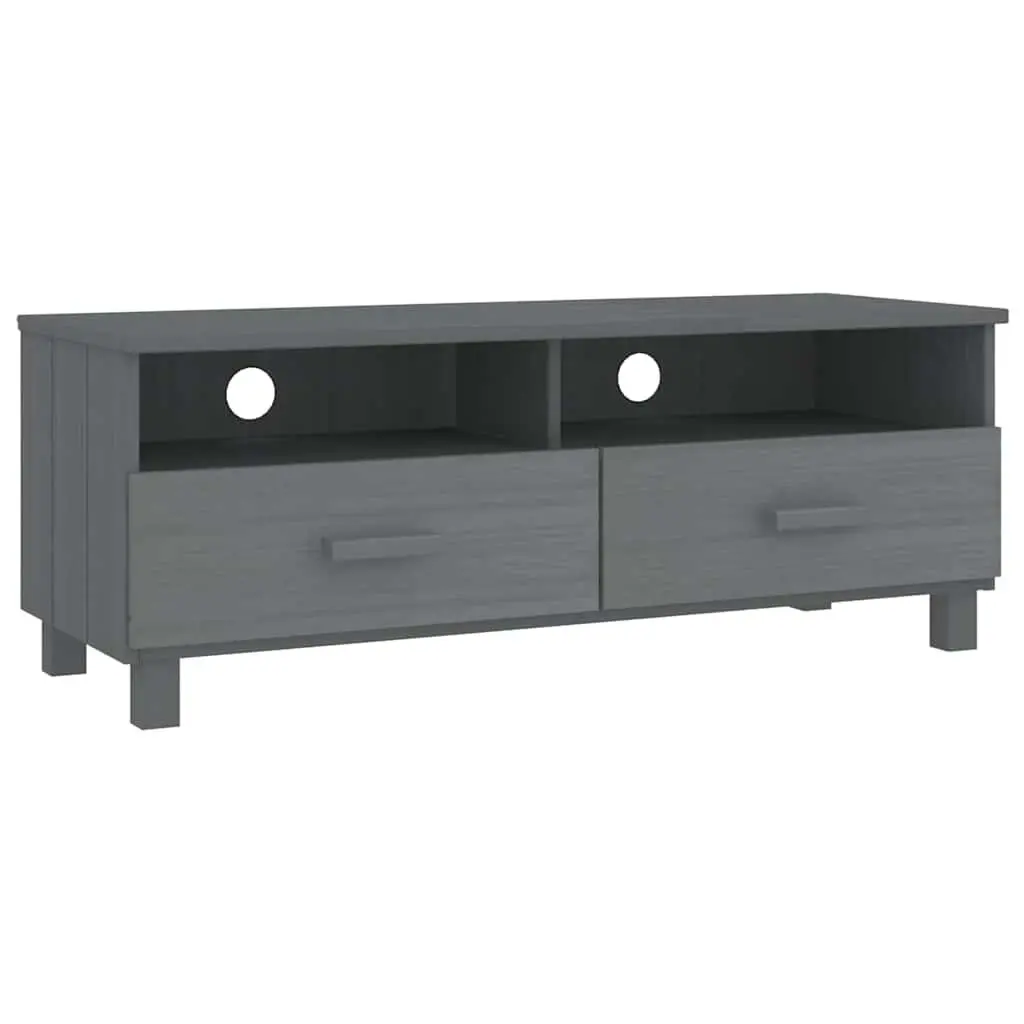 TV Cabinet Grey Wooden Storage Unit with Sliding Drawers and Compartments
