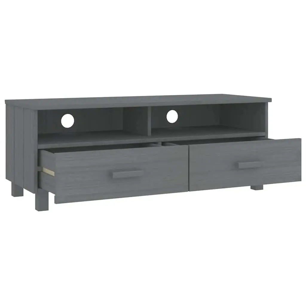 TV Cabinet Grey Wooden Storage Unit with Sliding Drawers and Compartments