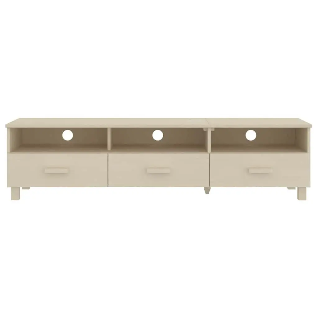 TV Cabinet Solid Wood Pine Brown Storage Unit Sliding Drawers Compartments