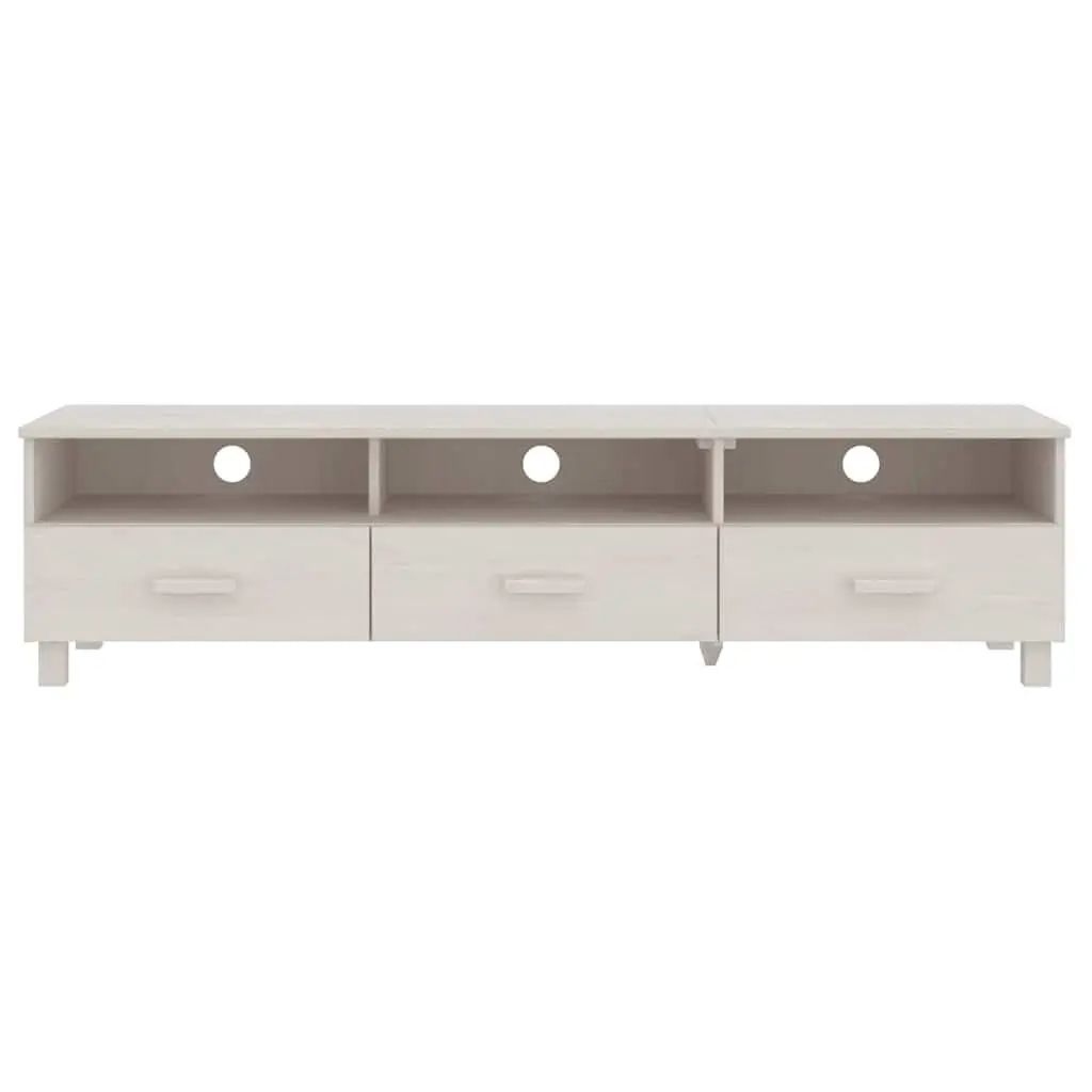 TV Cabinet Storage Unit 158x40x40cm White Solid Pine Wood with 3 Drawers