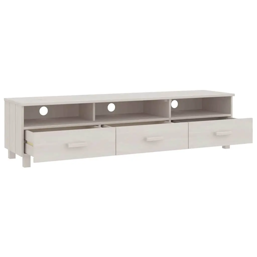 TV Cabinet Storage Unit 158x40x40cm White Solid Pine Wood with 3 Drawers