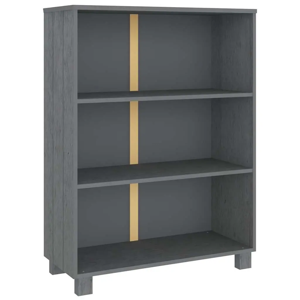 Book Cabinet Grey 85x35x112cm Solid Wood Pine Shelving Storage Unit