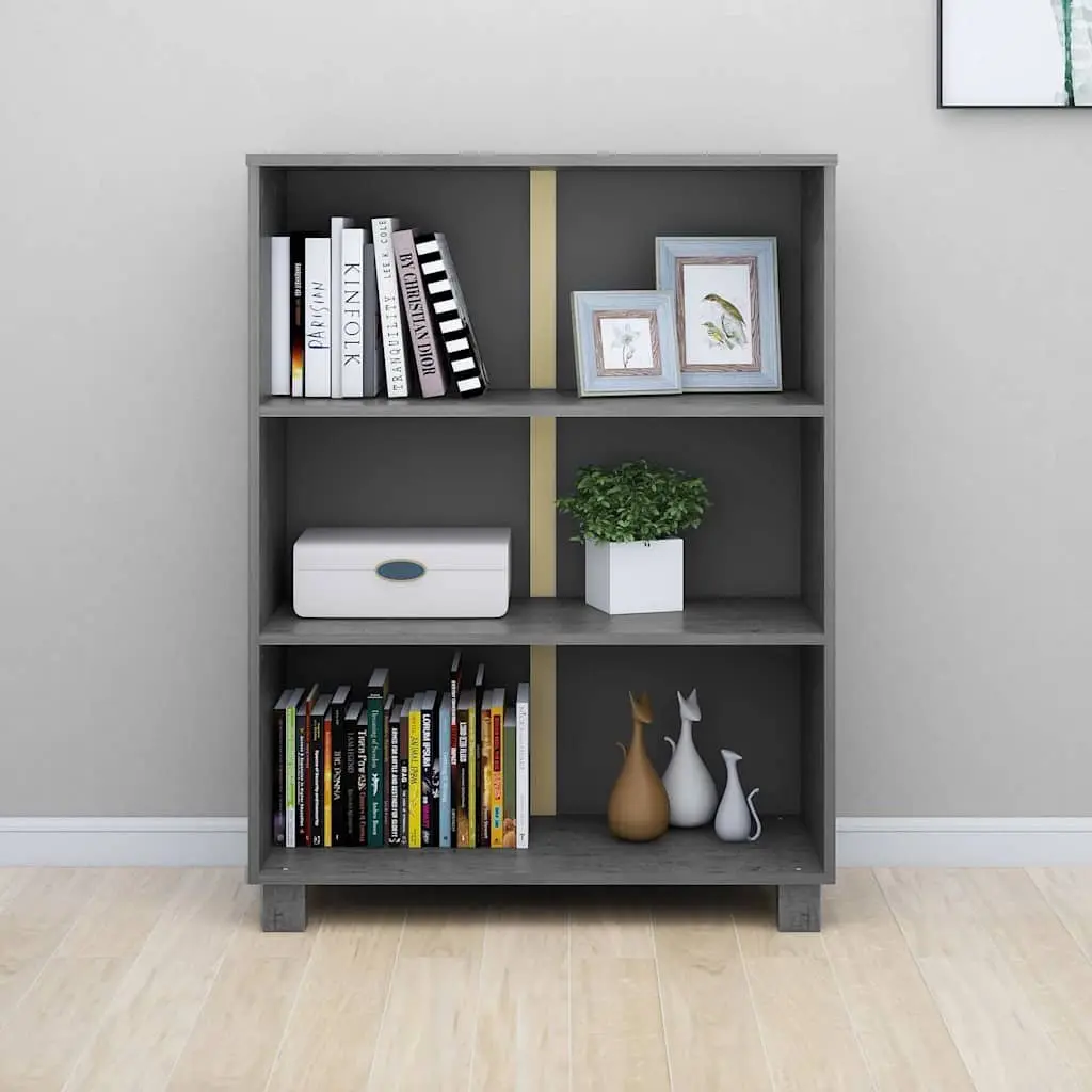 Book Cabinet Grey 85x35x112cm Solid Wood Pine Shelving Storage Unit