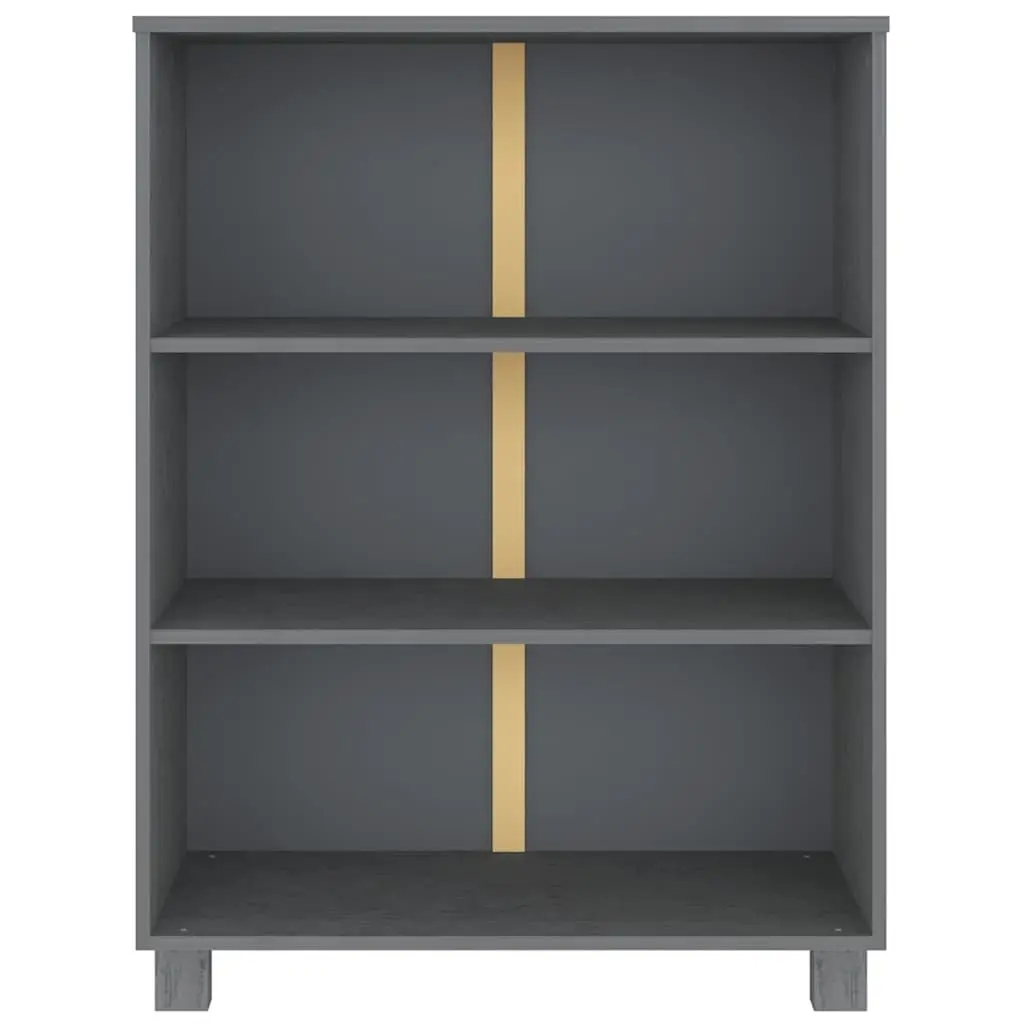 Book Cabinet Grey 85x35x112cm Solid Wood Pine Shelving Storage Unit