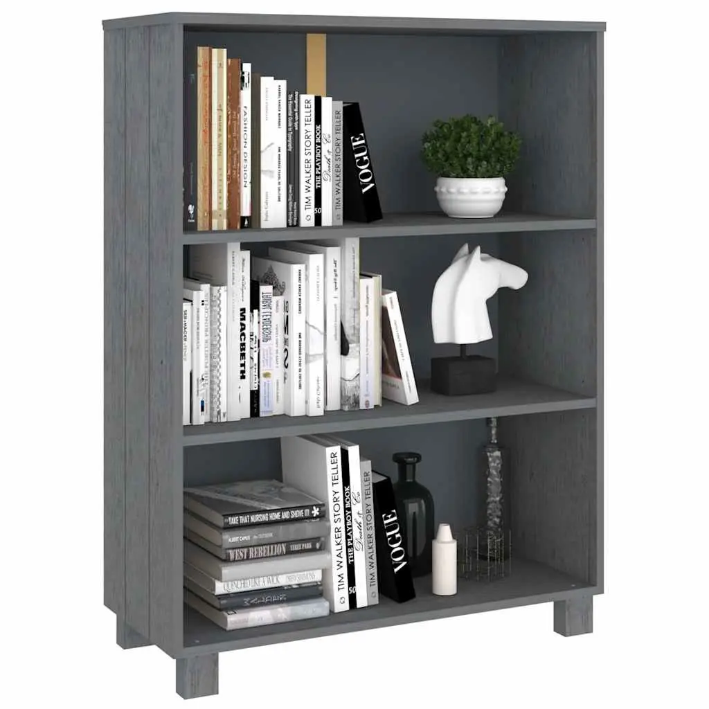 Book Cabinet Grey 85x35x112cm Solid Wood Pine Shelving Storage Unit