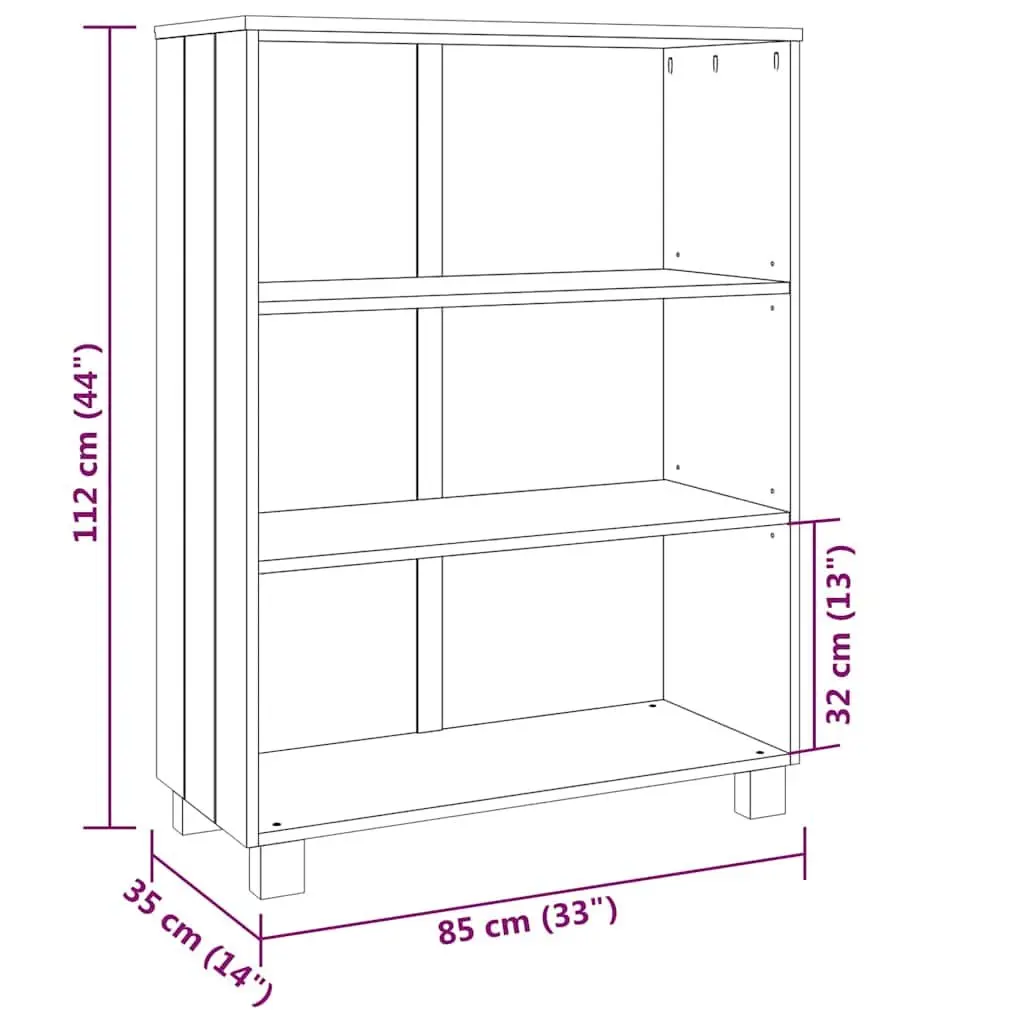 Book Cabinet Grey 85x35x112cm Solid Wood Pine Shelving Storage Unit