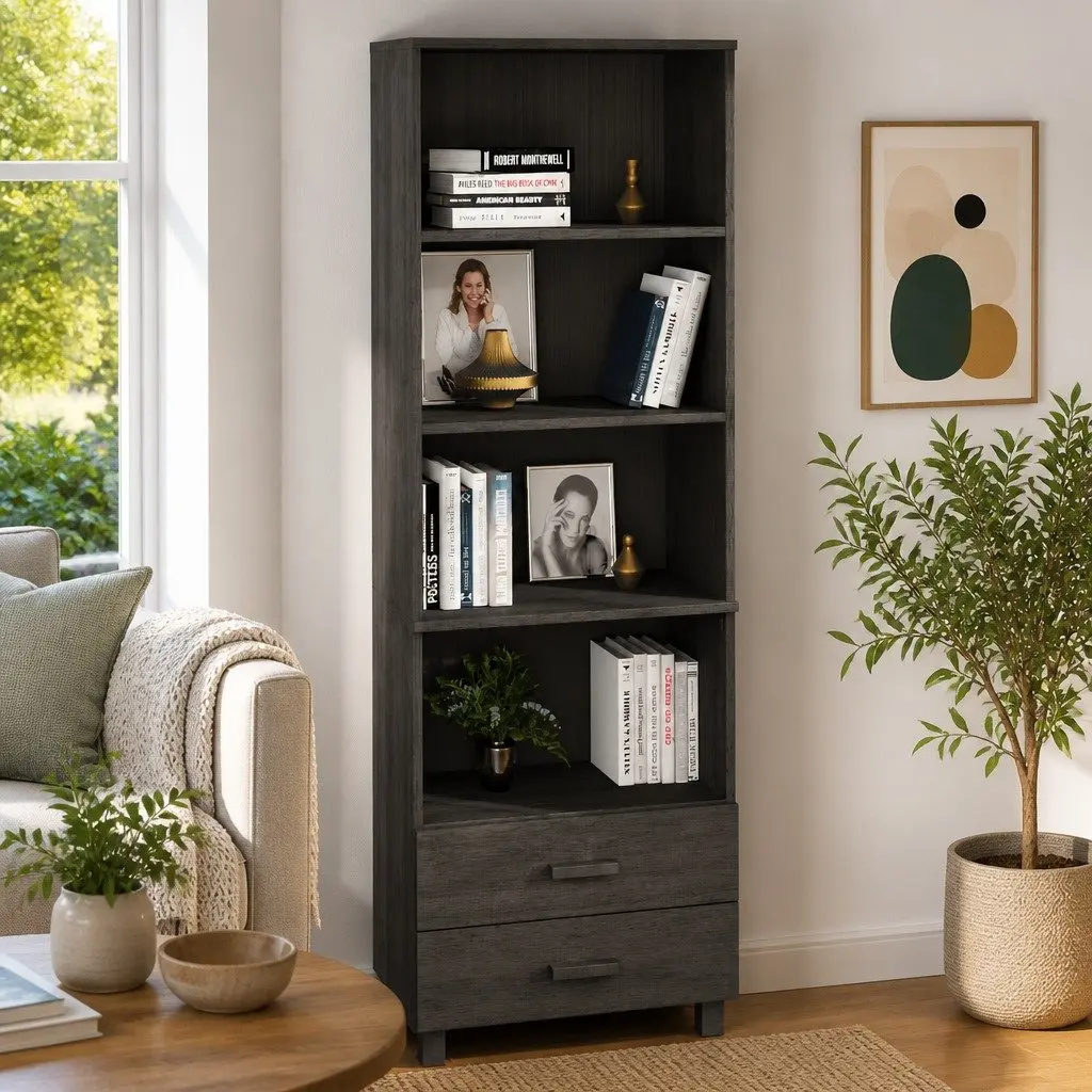 Highboard Light Grey Solid Pine Wood Storage 60x35x180 cm