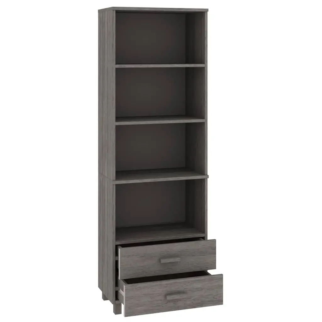 Highboard Light Grey Solid Pine Wood Storage 60x35x180 cm