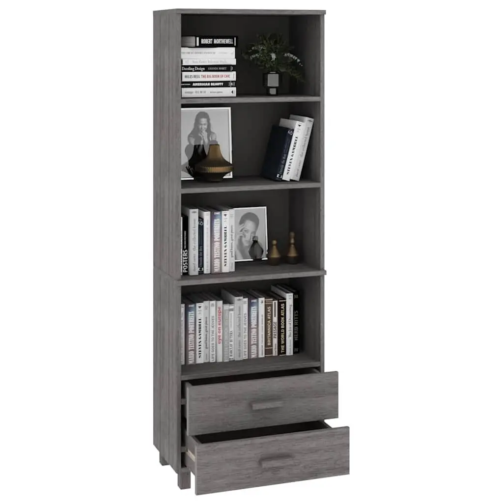 Highboard Light Grey Solid Pine Wood Storage 60x35x180 cm