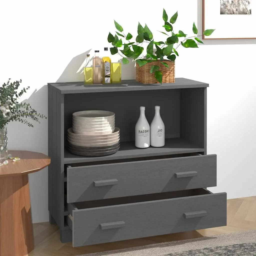 Wooden Sideboard Storage Cabinet with Drawers 85 x 35 x 80 cm Grey