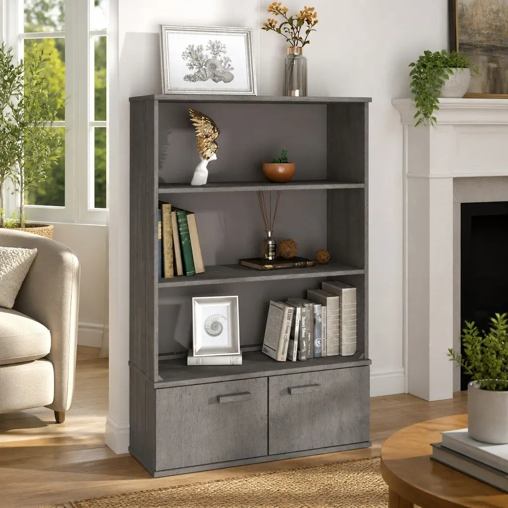 Highboard Top Light Grey 85x35x100cm Solid Pine Wood Sideboard Cabinet Topper