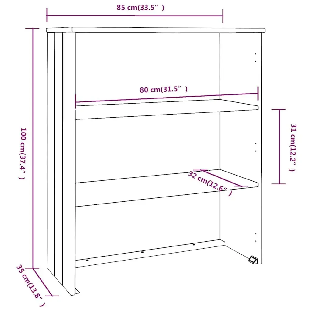 Highboard Top Light Grey 85x35x100cm Solid Pine Wood Sideboard Cabinet Topper