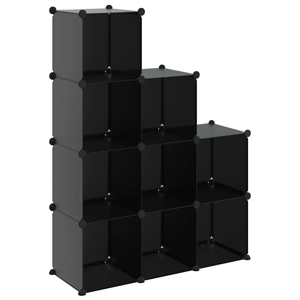 Storage Cube Organiser Modular 9 Cubes Black Plastic Shelf Unit