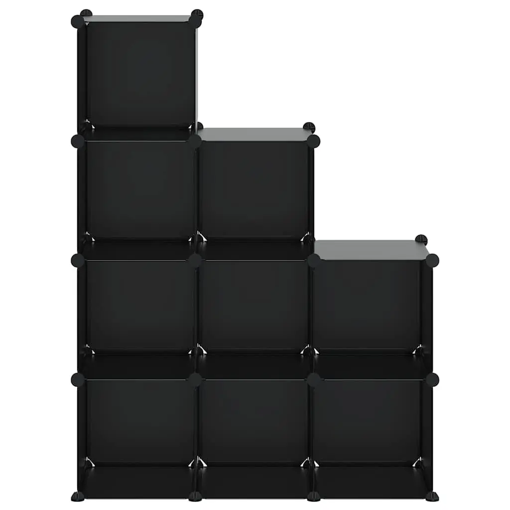 Storage Cube Organiser Modular 9 Cubes Black Plastic Shelf Unit