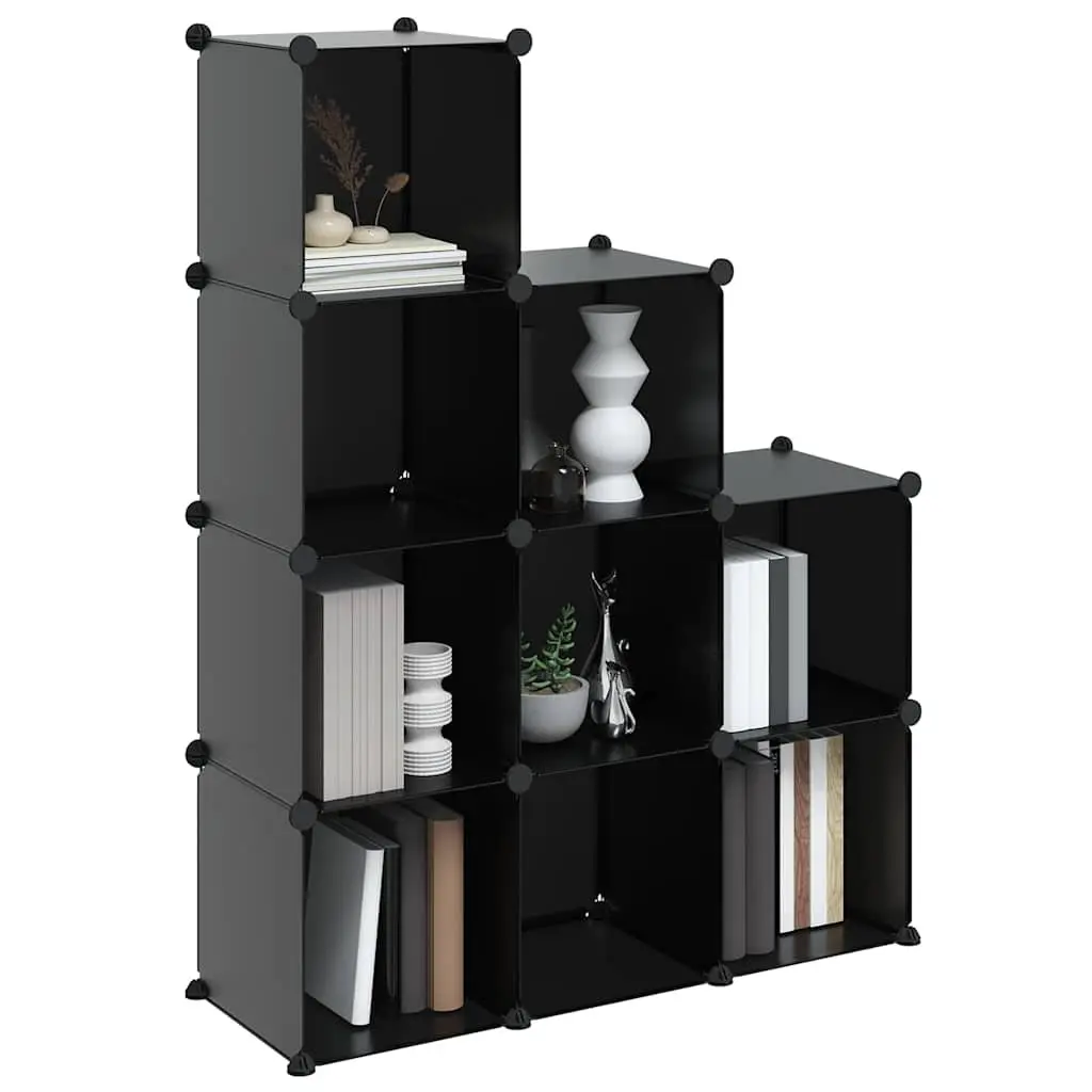 Storage Cube Organiser Modular 9 Cubes Black Plastic Shelf Unit
