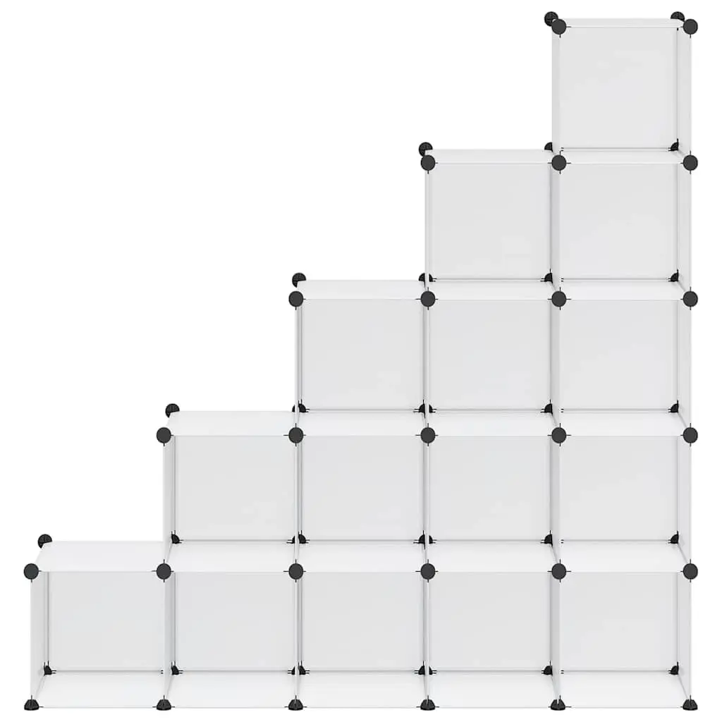 Modular Storage Organiser 15 Cube Unit Transparent PP Plastic Shelving System