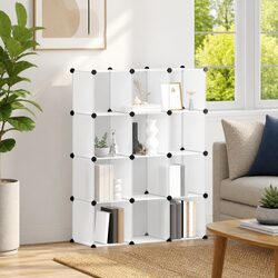 Storage Cube Organiser 12 Cubes Transparent Plastic Closet Shelf Unit Home