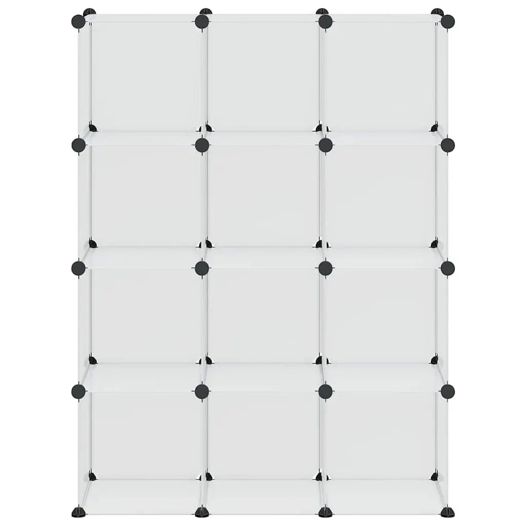 12 Cube Plastic Storage Organizer Transparent Modular Unit for Home Office Closet