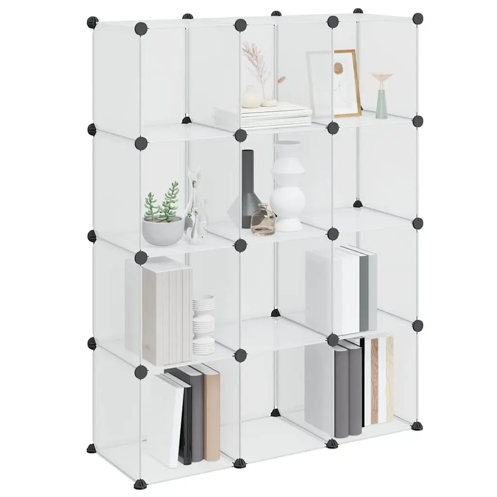 12 Cube Plastic Storage Organizer Transparent Modular Unit for Home Office Closet