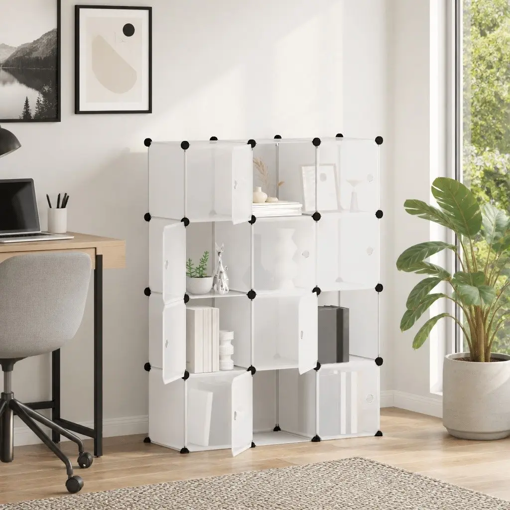 Storage Cube Organiser 12 Cubes Transparent Closet Shelving Unit