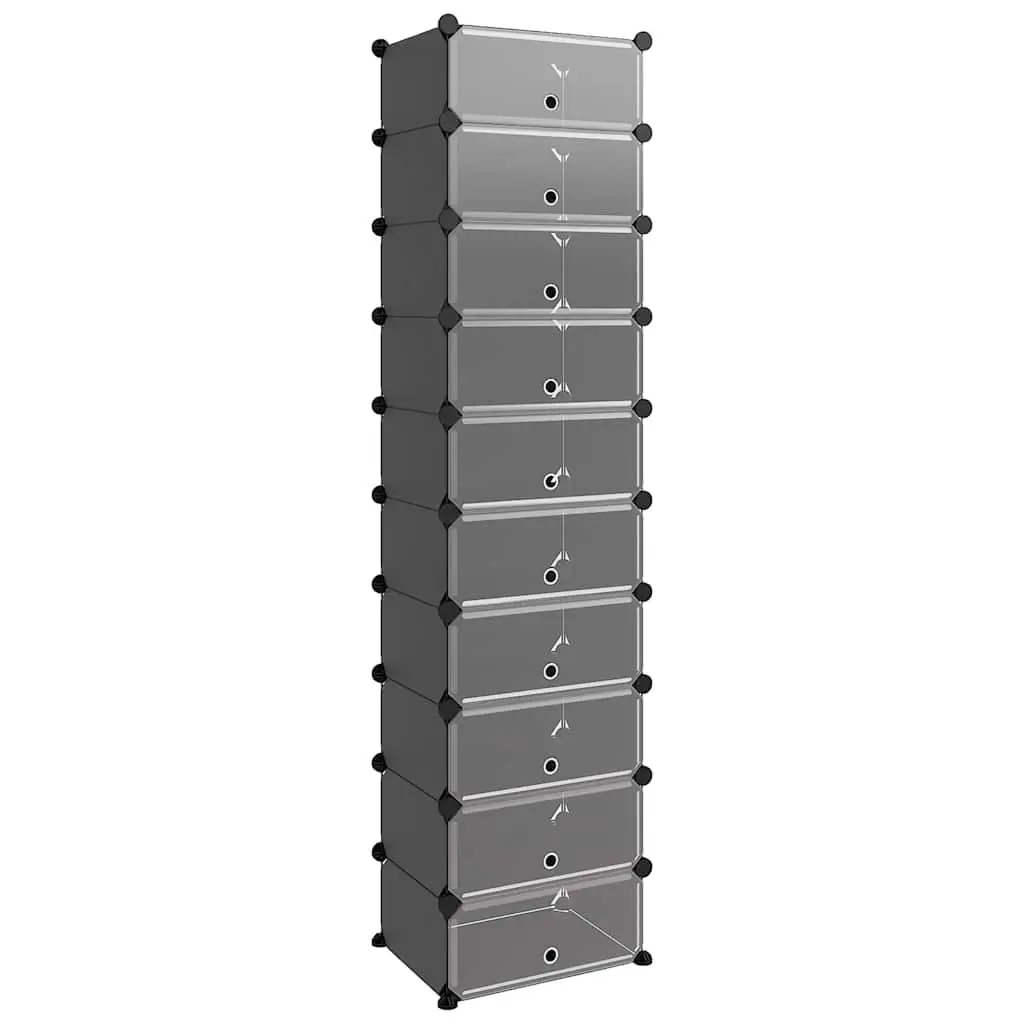 Shoe Rack Storage Organiser Black 44x32x174 cm Stackable Cabinet Unit
