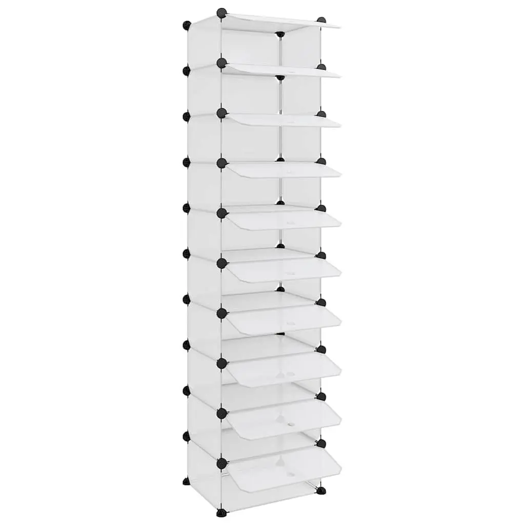Shoe Rack Storage Organiser 44x32x174cm Transparent PP Plastic Shelving Unit