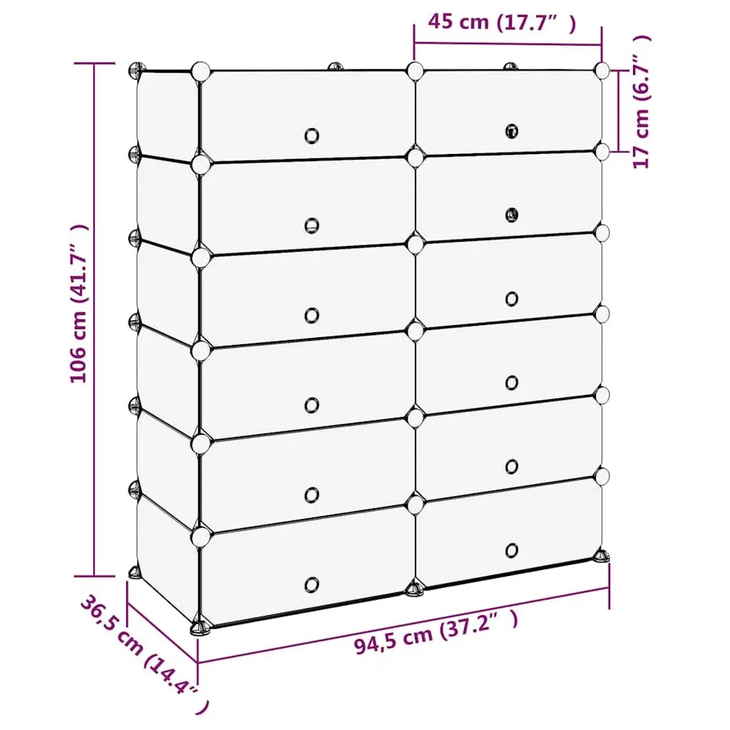 Shoe Rack Storage Organiser 94.5x36.5x106cm Black