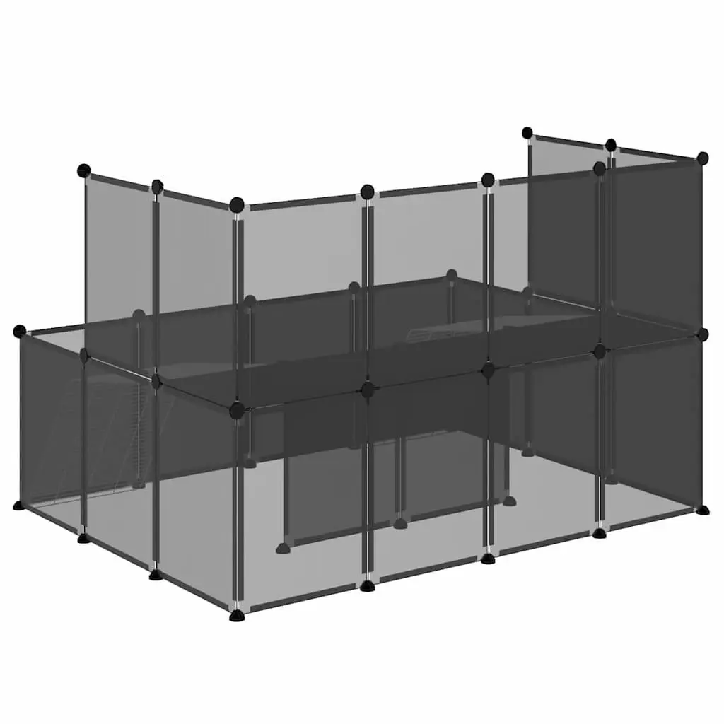 Small Animal Cage Enclosure Pen 143x107x93 cm for Rabbits Guinea Pigs Hamsters Black