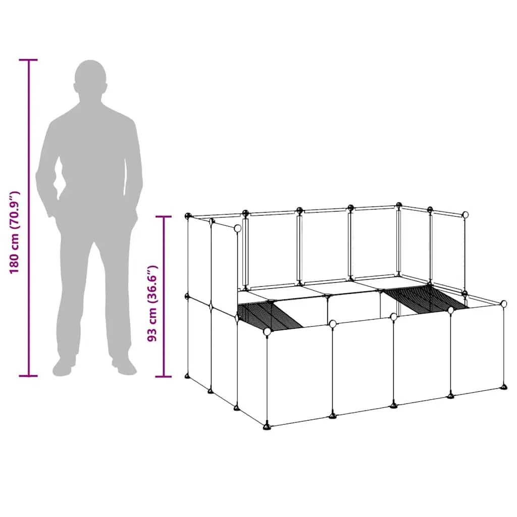 Small Animal Cage Enclosure Pen 143x107x93 cm for Rabbits Guinea Pigs Hamsters Black