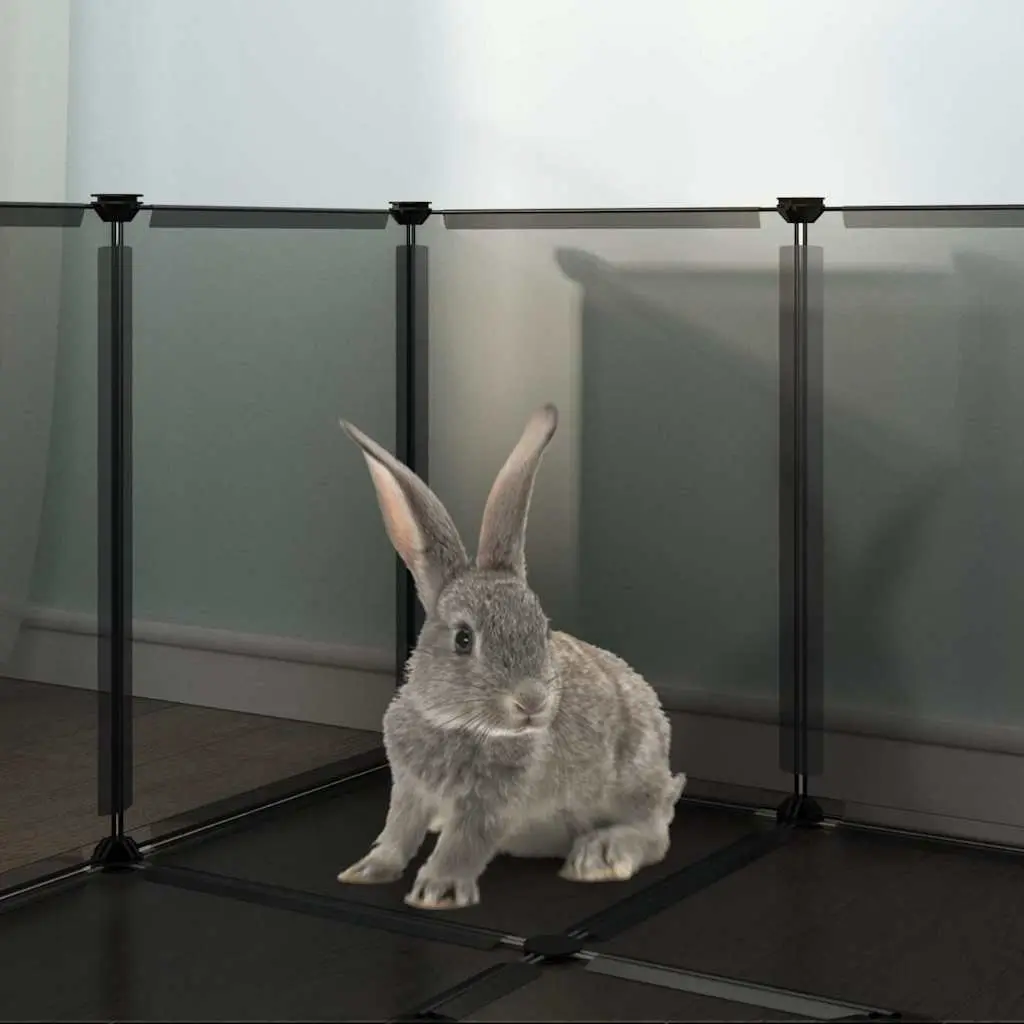 Small Animal Cage Enclosure Black PP Plastic Steel Frame for Puppies Kittens Bunnies 144 x 74 x 46.5 cm