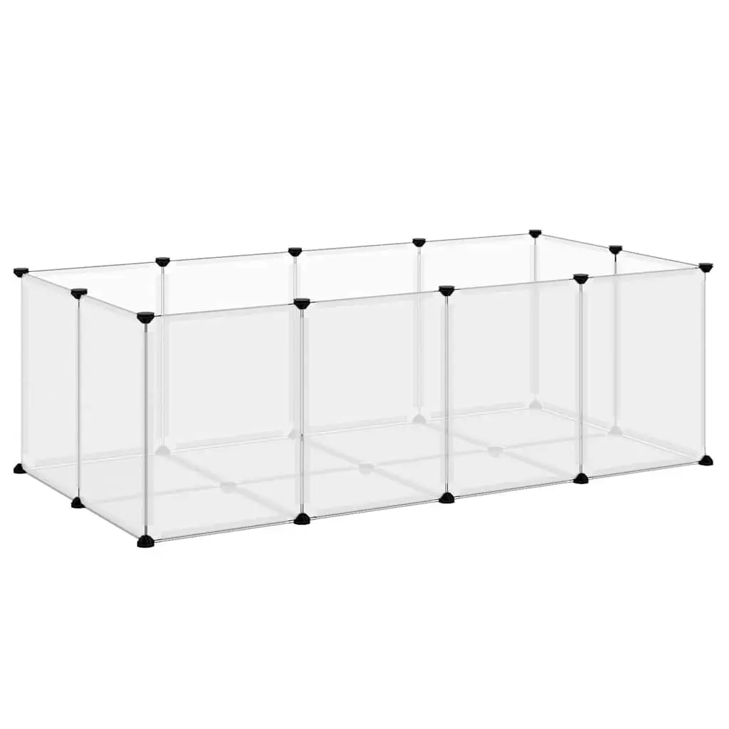 Small Animal Cage Enclosure Play Pen 144 x 74 x 46.5 cm Transparent PP Plastic Steel Frame